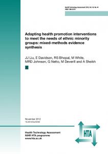 Adapting health promotion interventions to meet the