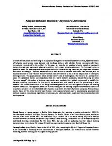 Adaptive Behavior Models for Asymmetric Adversaries - Defense ...