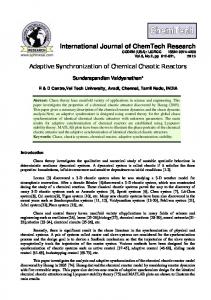 Adaptive Synchronization of Chemical Chaotic Reactors - International