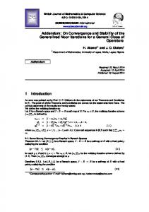 Addendum: On Convergence and Stability of the Generalized Noor ...