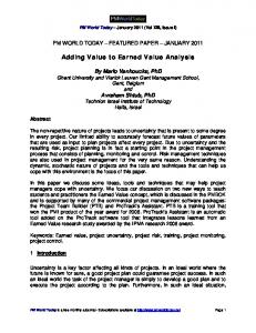 Adding Value to Earned Value Analysis - Ghent University Academic ...