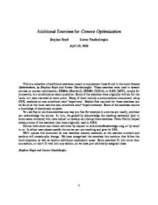 Additional Exercises for Convex Optimization