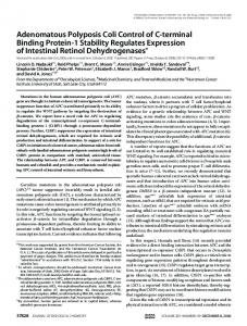 Adenomatous Polyposis Coli Control of C-terminal Binding Protein-1 ...