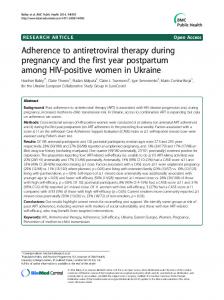 Adherence to antiretroviral therapy during pregnancy ... - BioMedSearch