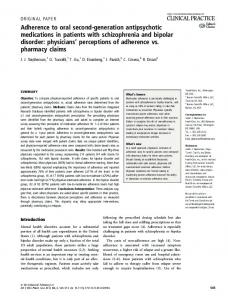 Adherence to oral secondgeneration antipsychotic medications in ...