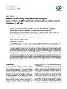 Adrenal Insufficiency under Standard Dosage of Glucocorticoid ...