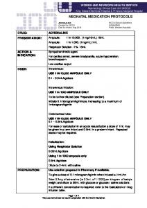 ADRENALINE, Neonatal Medication Protocol - Women and ...