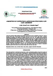 adsorption of copper from aqueous solution using