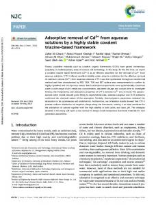 Adsorptive removal of Cd2+ from aqueous solutions