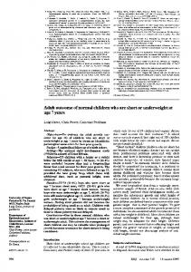 Adult outcome ofnormal children who are short or ... - Europe PMC