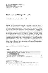 Adult Stem and Progenitor Cells - Springer Link