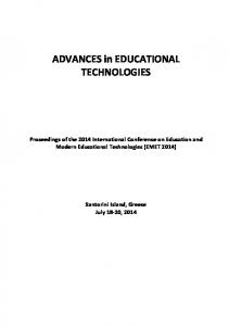 ADVANCES in EDUCATIONAL TECHNOLOGIES