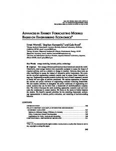 ADVANCES IN ENERGY FORECASTING MODELS BASED ON ...