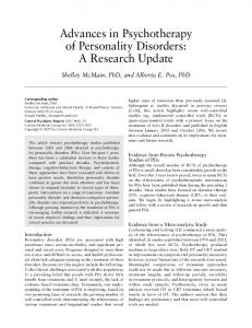 Advances in Psychotherapy of Personality Disorders: A ... - Springer Link