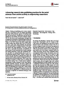 Advancing research data publishing practices for the social sciences ...