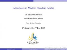 Adverbials in Modern Standard Arabic