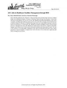 AEC Jobs in Healthcare Facilities Management through BIM