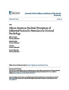 African American Students' Perceptions of Influential ...