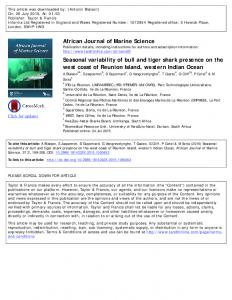 African Journal of Marine Science Seasonal variability ...