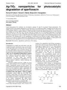 Ag-TiO2 nanoparticles for photocatalytic degradation