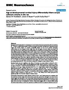 Age at developmental cortical injury differentially Alters corpus ...