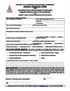 Agency Request Form for Construction Procurement Services