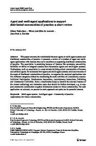 Agent and multi-agent applications to support ... - Semantic Scholar