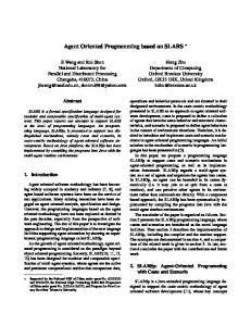 Agent Oriented Programming based on SLABS - CiteSeerX