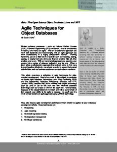 Agile Techniques for Object Databases