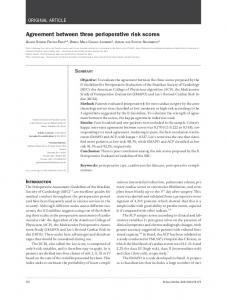 Agreement between three perioperative risk scores - Semantic Scholar