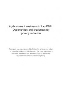 Agribusiness investments in Lao PDR: Opportunities and challenges ...