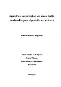 Agricultural intensification and stream health ...