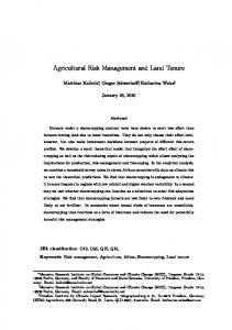 Agricultural Risk Management and Land Tenure - Editorial Express