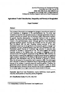 Agricultural Trade Liberalisation, Inequality and Poverty in Bangladesh