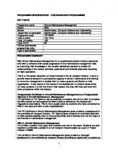 Aircraft Maintenance Management (MSc)