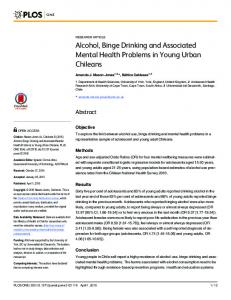 Alcohol, Binge Drinking and Associated Mental Health ... - Plos