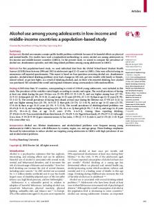 Alcohol use among young adolescents in low-income ... - The Lancet