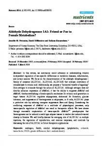 Aldehyde Dehydrogenase 1A1: Friend or Foe to Female ... - MDPI