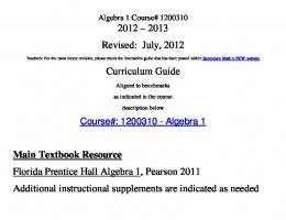 Algebra 1 Quarter 1 Benchmark Test