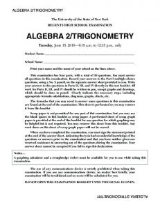 ALGEBRA 2/TRIGONOMETRY