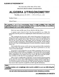 ALGEBRA 2/TRIGONOMETRY