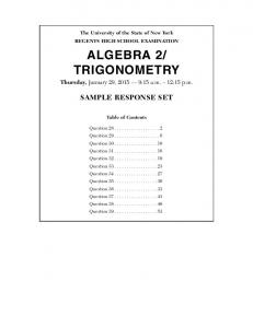 ALGEBRA 2/ TRIGONOMETRY