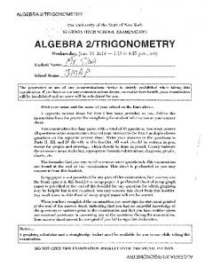 ALGEBRA 2/TRIGONOMETRY