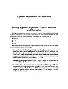 Algebra: Expressions and Equations Solving Algebraic Equations ...