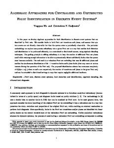 Algebraic Approaches for Centralized and Distributed ... - CiteSeerX