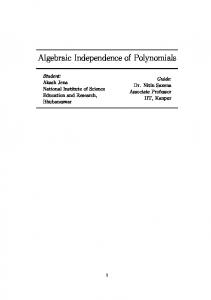 Algebraic Independence of Polynomials