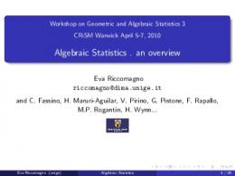 Algebraic Statistics . an overview