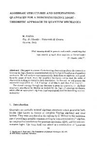 ALGEBRAIC STRUCTURES AND OBSERVATIONS - Springer Link