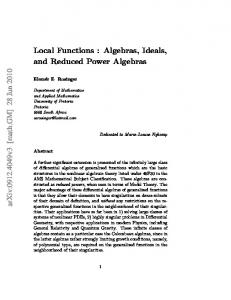 Algebras, Ideals, and Reduced Power Algebras