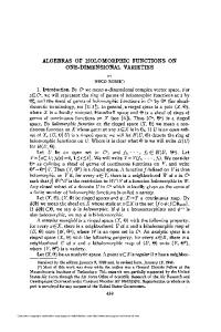 ALGEBRAS OF HOLOMORPHIC FUNCTIONS ON